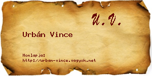 Urbán Vince névjegykártya